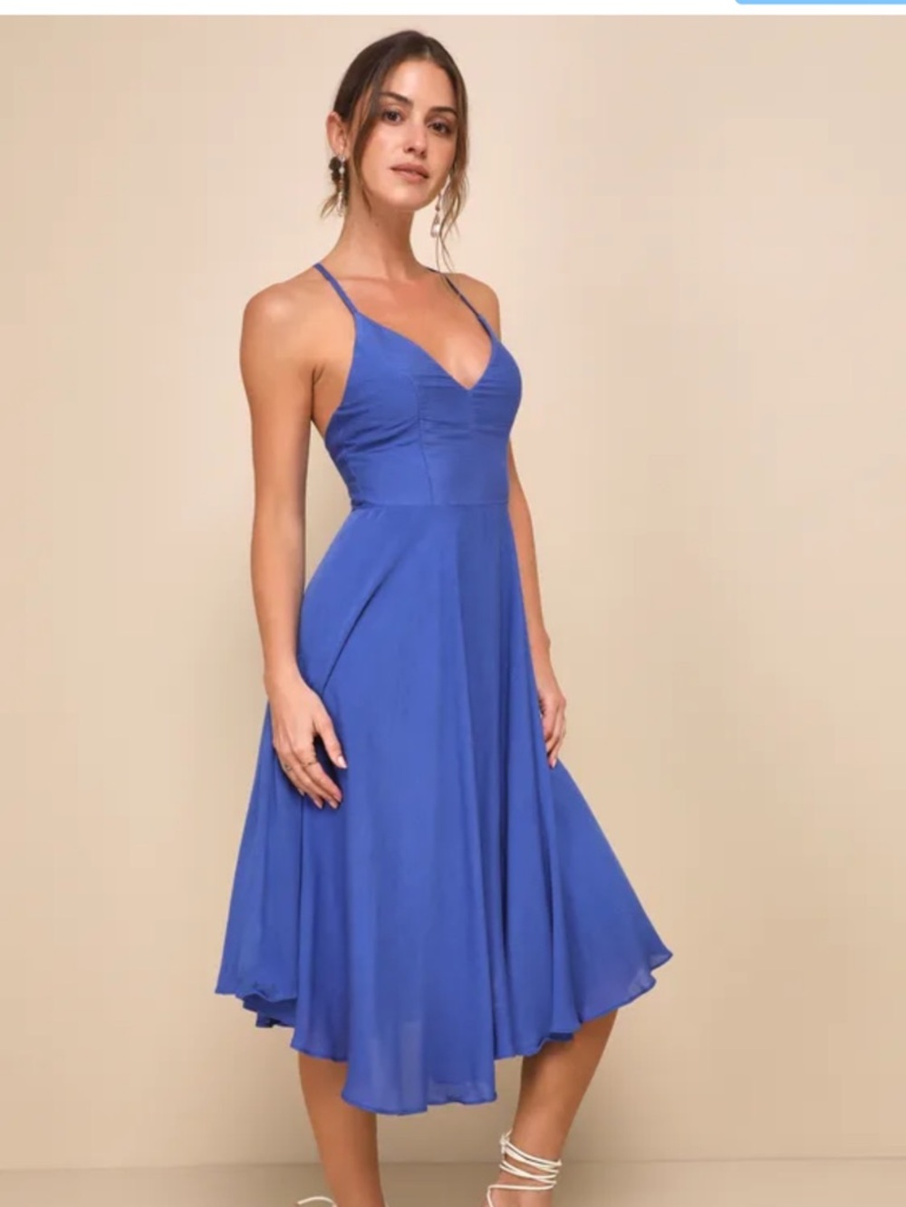 LULUS Troulos Royal Blue Lace-Up Midi Dress